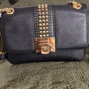 Michael Kors Studded Crossbody / Shoulder Bag – Black & Gold